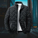 Men's quilted geometric jacket with stand collar and zip pockets