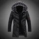 Men's longline padded coat with hood and faux fur trim