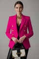 Women's double-breasted blazer with lapels and gold-tone buttons