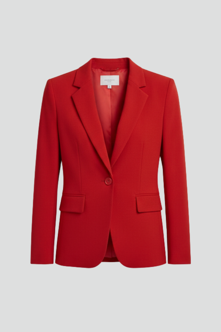 Women's notch-lapel blazer with long sleeves and flap pockets