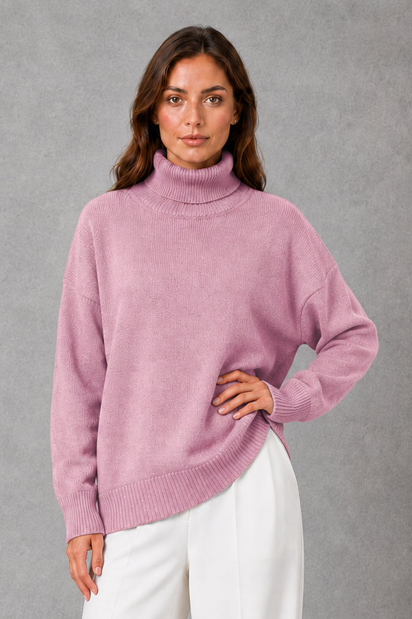 Women's high neck knit jumper with long sleeves