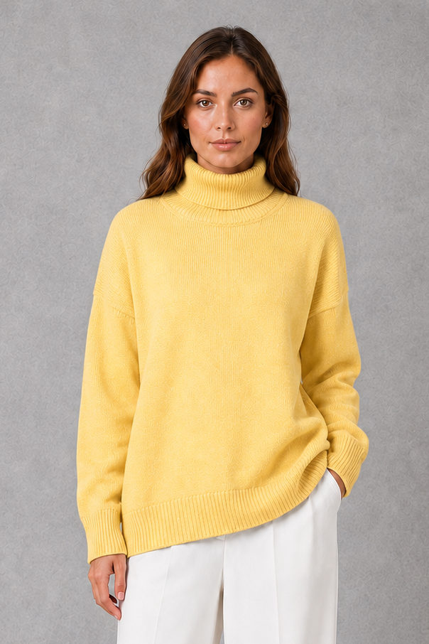 Women's high neck knit jumper with long sleeves