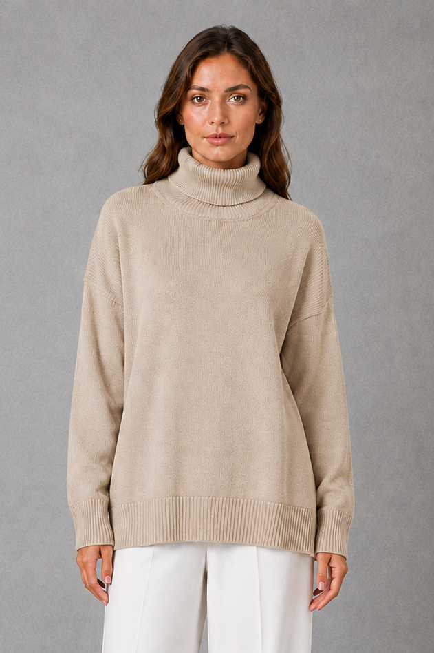 Women's high neck knit jumper with long sleeves