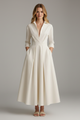 Women's collared midi dress with long sleeves and pockets