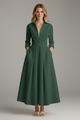 Women's collared midi dress with long sleeves and pockets