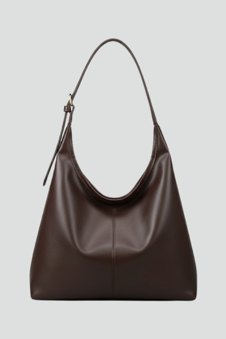 Large smooth shoulder tote bag with long straps