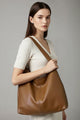 Large smooth shoulder tote bag with long straps