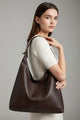 Large smooth shoulder tote bag with long straps
