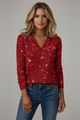Women's long-sleeve V-neck sequin sweater with scattered reflective detailing