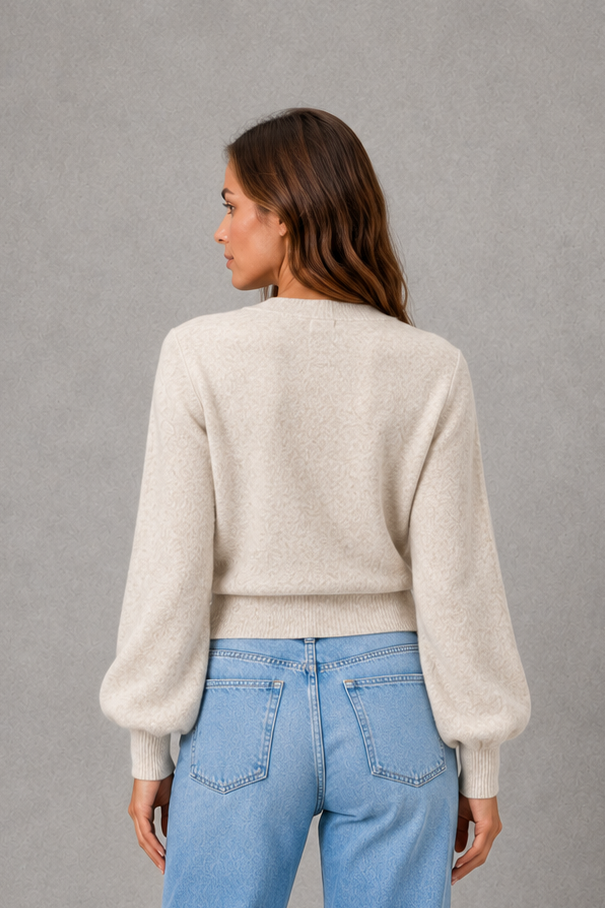 Women's V-neck wrap sweater with tie waist and long sleeves