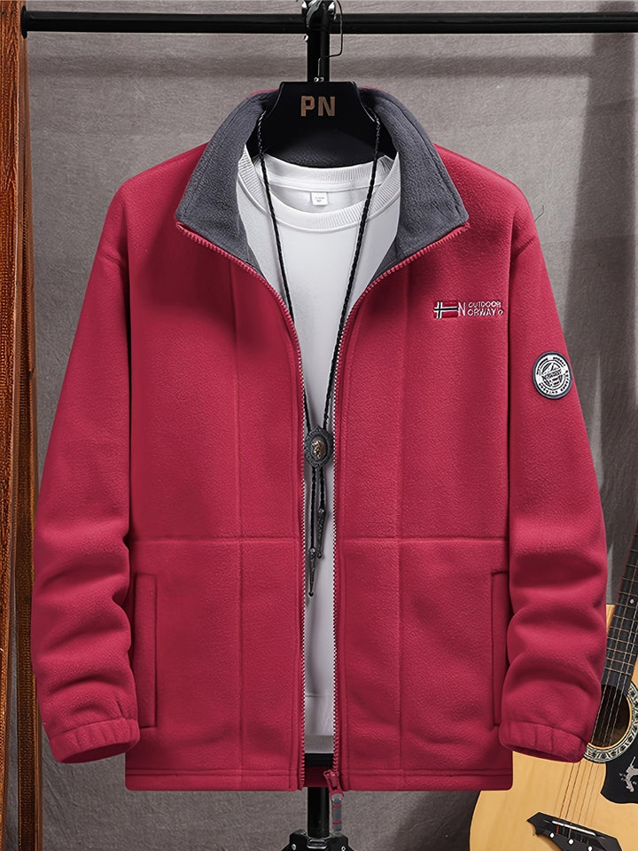 Full-zip fleece jacket with high collar, zipped pockets and elastic cuffs