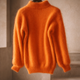 Women's oversized turtleneck sweater with long balloon sleeves and ribbed trims