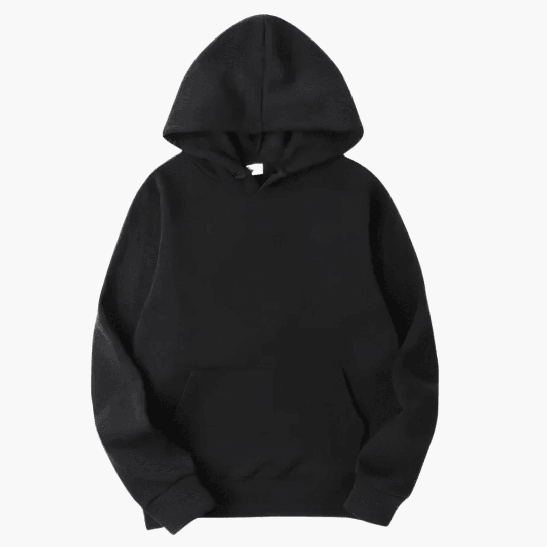 Plain hooded sweatshirt with long sleeves and kangaroo pocket
