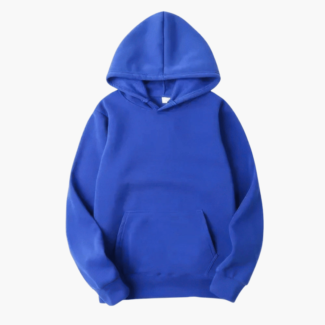 Plain hooded sweatshirt with long sleeves and kangaroo pocket
