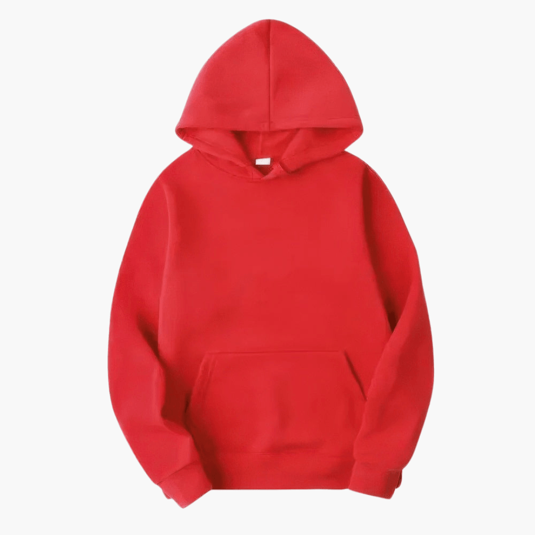 Plain hooded sweatshirt with long sleeves and kangaroo pocket