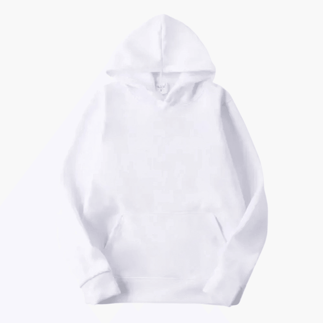 Plain hooded sweatshirt with long sleeves and kangaroo pocket