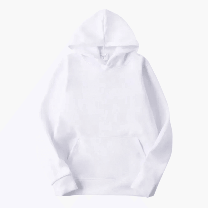 Plain hooded sweatshirt with long sleeves and kangaroo pocket