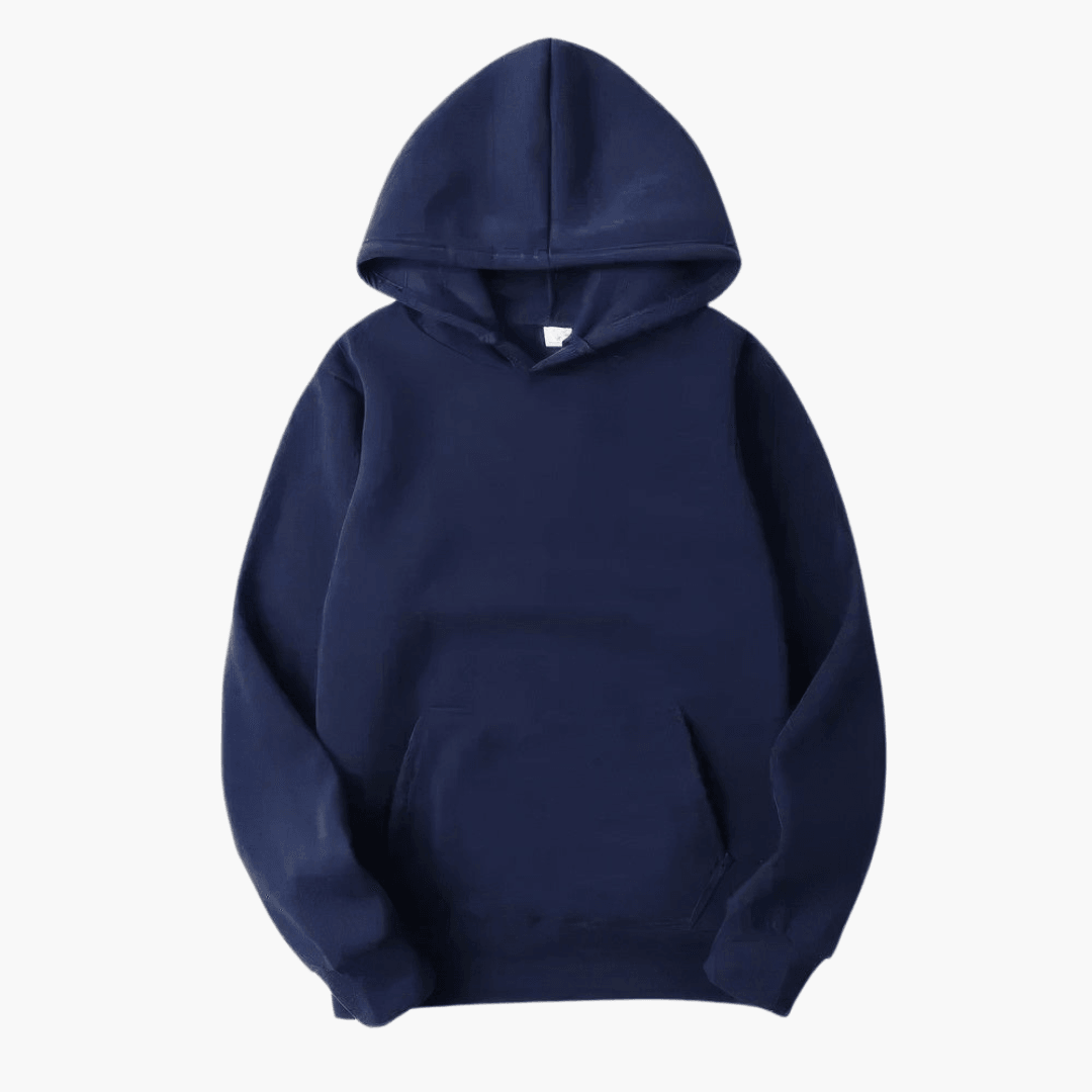 Plain hooded sweatshirt with long sleeves and kangaroo pocket
