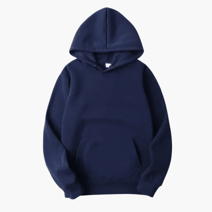 Plain hooded sweatshirt with long sleeves and kangaroo pocket