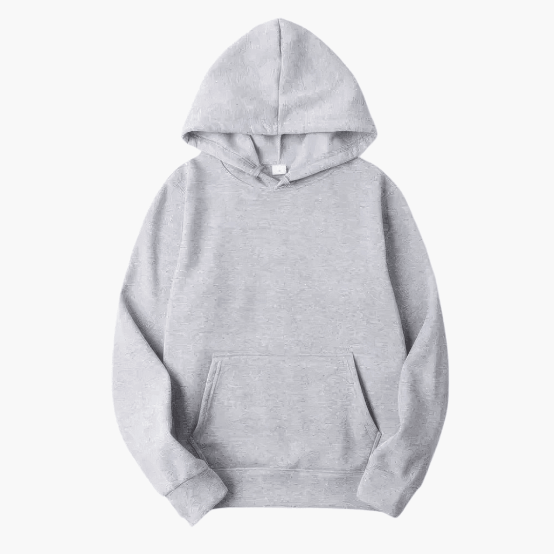 Plain hooded sweatshirt with long sleeves and kangaroo pocket