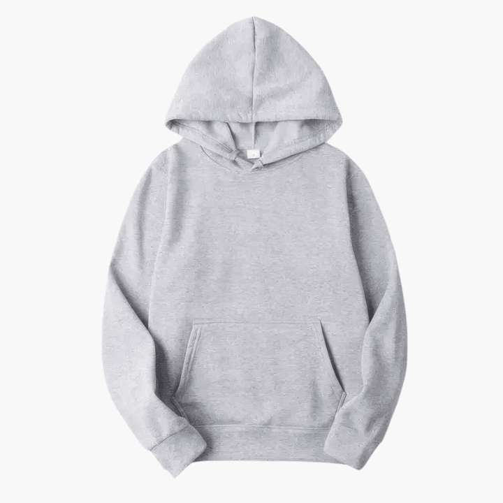 Plain hooded sweatshirt with long sleeves and kangaroo pocket