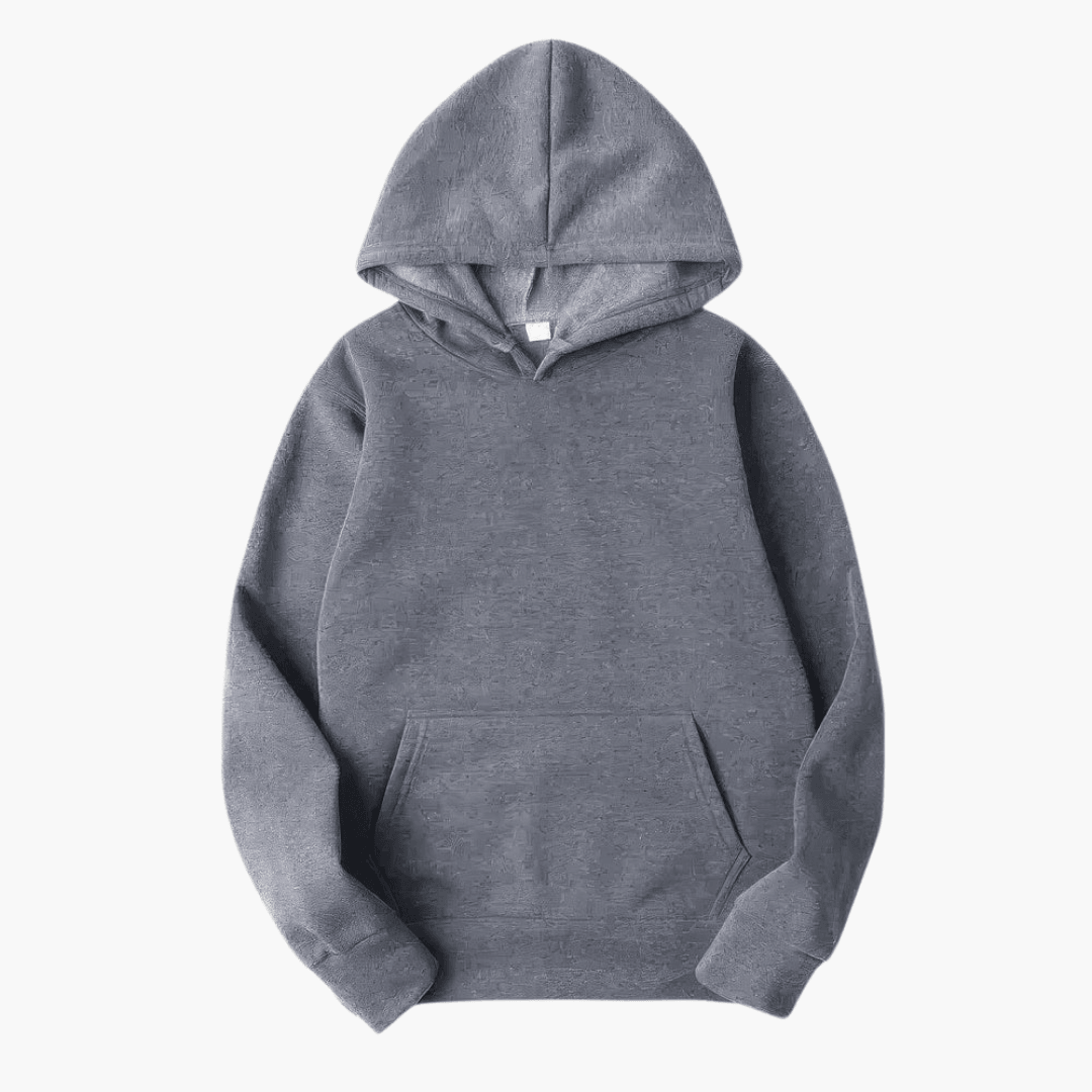 Plain hooded sweatshirt with long sleeves and kangaroo pocket