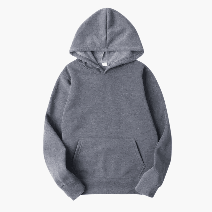Plain hooded sweatshirt with long sleeves and kangaroo pocket
