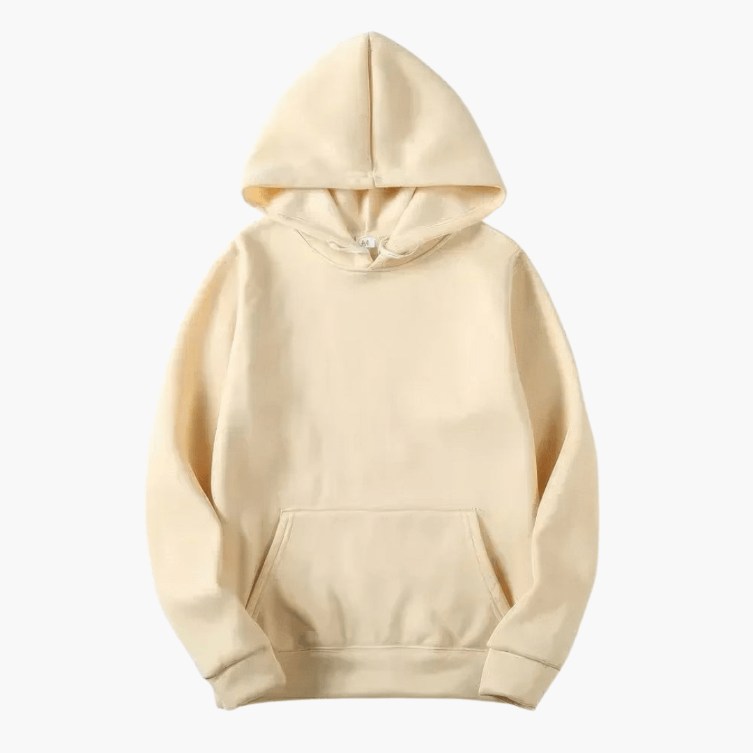 Plain hooded sweatshirt with long sleeves and kangaroo pocket