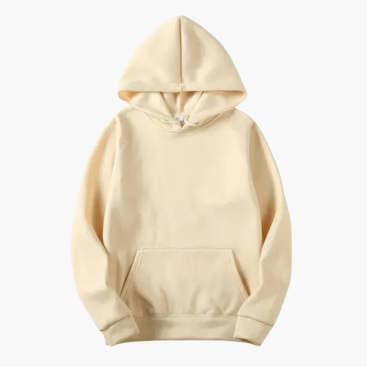 Plain hooded sweatshirt with long sleeves and kangaroo pocket