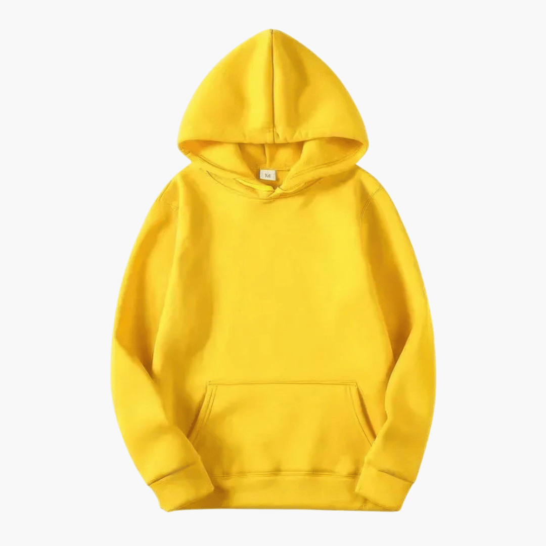 Plain hooded sweatshirt with long sleeves and kangaroo pocket