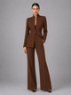 Women's tailored blazer and wide-leg trouser set with standing collar