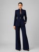 Women's tailored blazer and wide-leg trouser set with standing collar