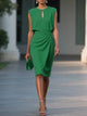 Women's Sleeveless Keyhole Midi Dress, Ruched Waist