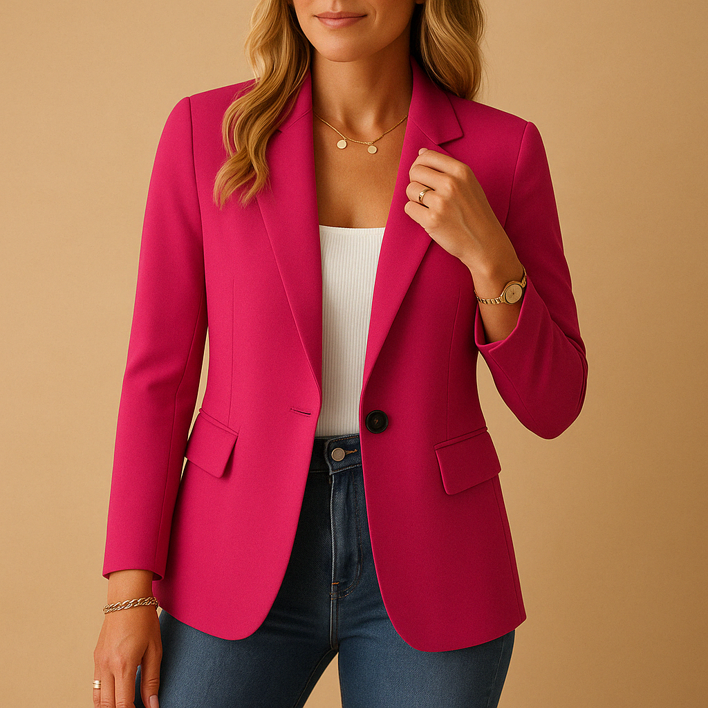 Women's fitted tailored blazer with lapels and flap pockets