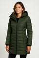 Women's hooded mid-length puffer coat