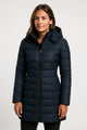Women's hooded mid-length puffer coat