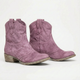 Women's western ankle boots with pointed toes and low block heels