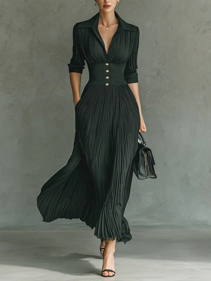 Women's Fitted Waist Dress in Black | Bellmere