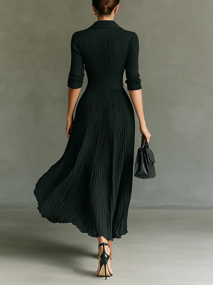 Women's Fitted Waist Dress in Black - View 2 | Bellmere