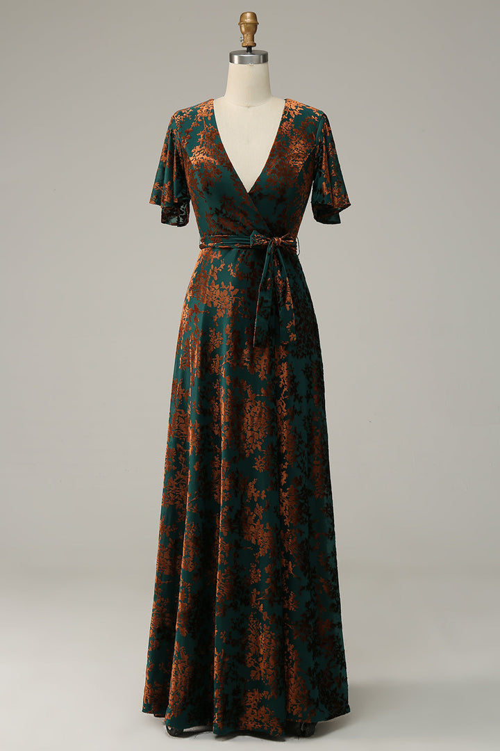 Women's dark green burnout velvet midi dress