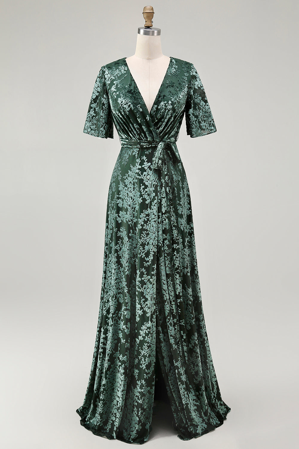Women's dark green burnout velvet midi dress