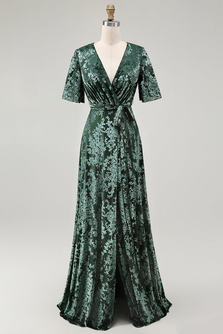 Women's dark green burnout velvet midi dress