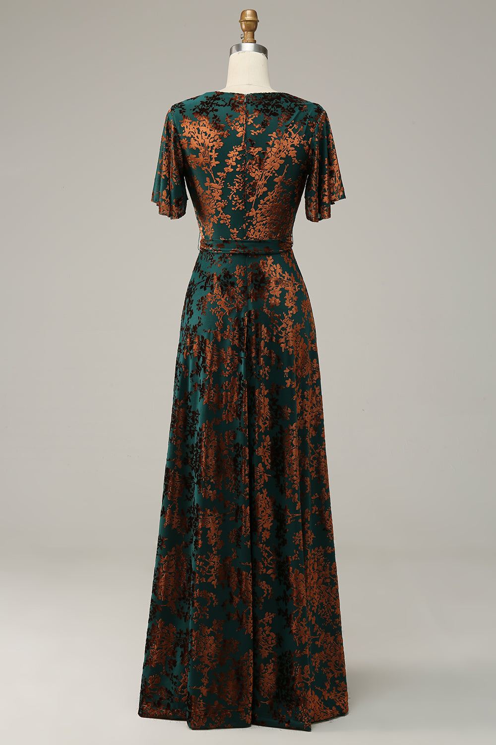 Women's dark green burnout velvet midi dress