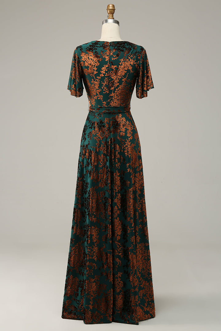Women's dark green burnout velvet midi dress