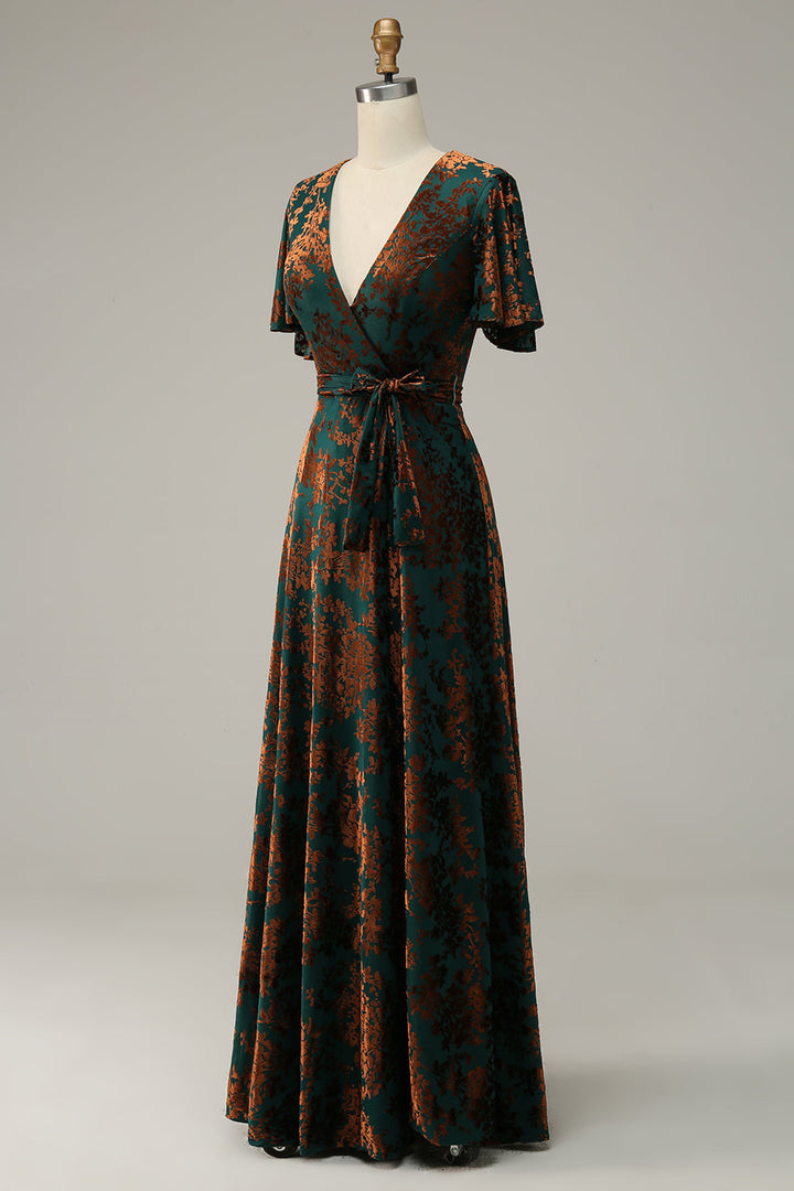 Women's dark green burnout velvet midi dress