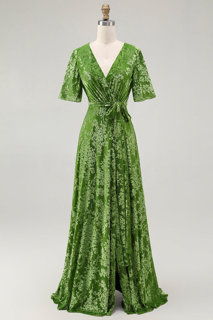 Women's dark green burnout velvet midi dress