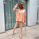 Women's long-sleeve sweatshirt and leggings set with crew neck