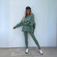 Women's long-sleeve sweatshirt and leggings set with crew neck