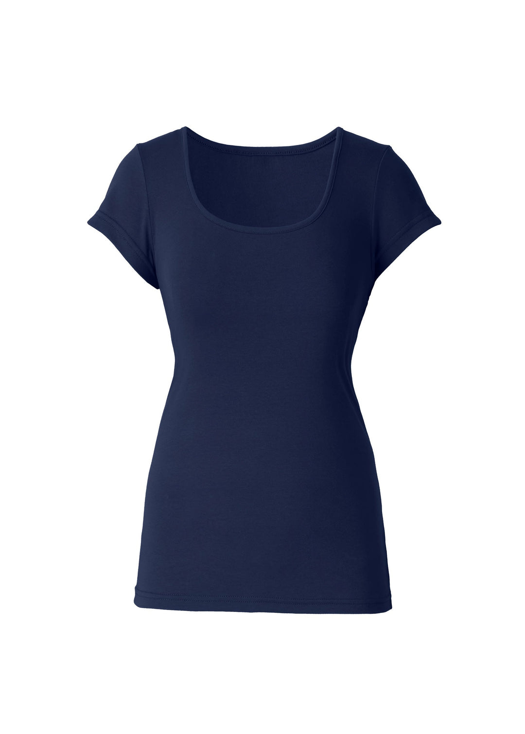 Women's blue fitted short sleeve scoop neck T-shirt