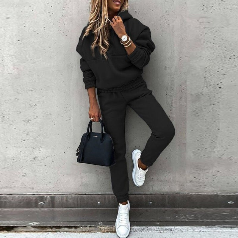 Women's hoodie and high waist tracksuit set